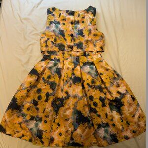 McGinn Anthrologie Floral Pleated Sleeveless A-Line Dress | Size 10